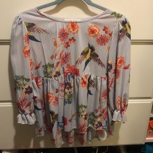 Piaza Itali floral/striped shirt